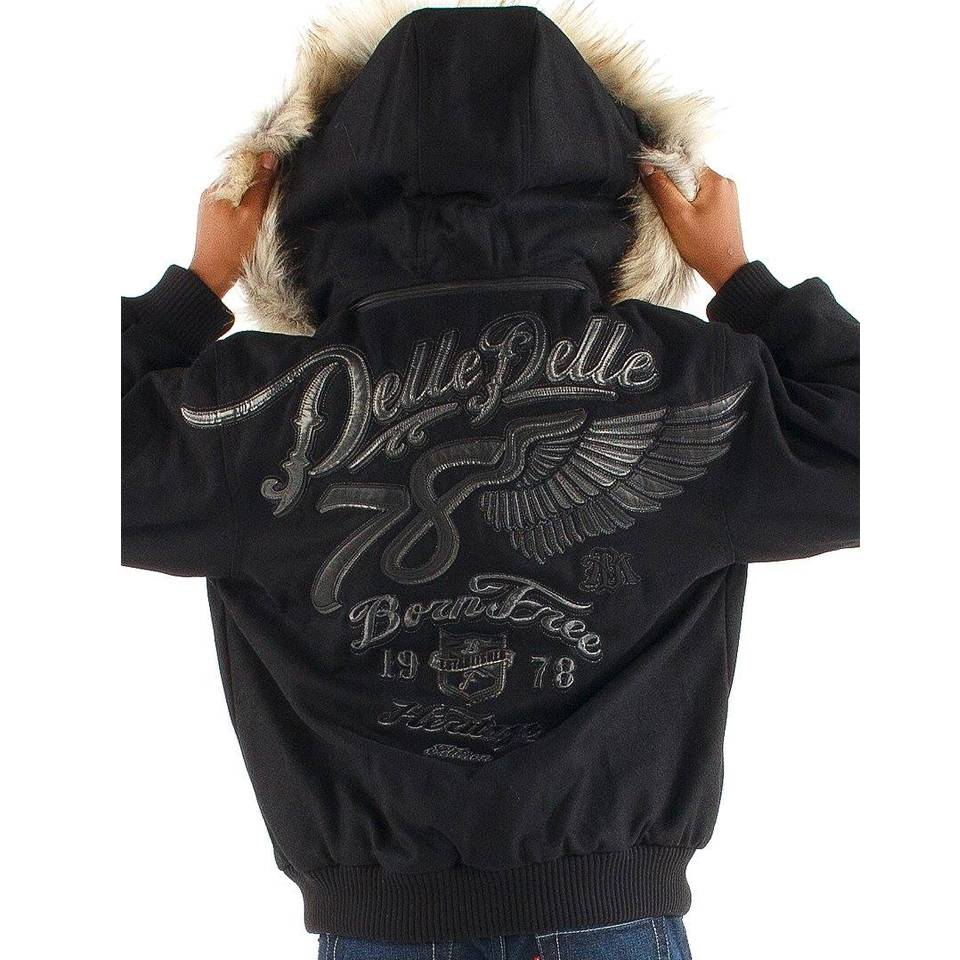 Kids Pelle Pelle Born Free 1978 Black Fur Hood Jacket