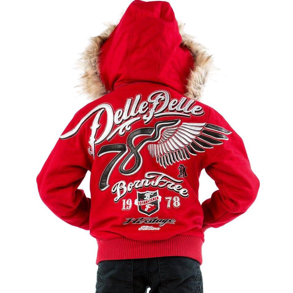Kids Pelle Pelle Born Free 1978 Red Fur Hood Jacket