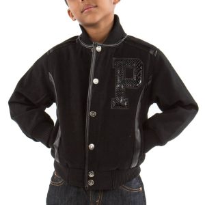 Kids Pelle Pelle Gator P Black Varsity Jacket