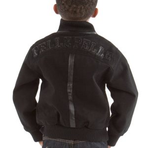 Kids Pelle Pelle Gator P Black Varsity Wool Jacket