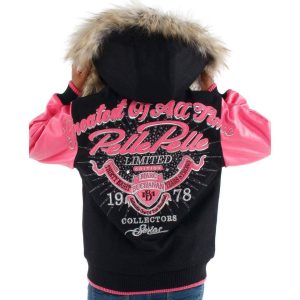 Kids Pelle Pelle Greatest Of All Time Black Fur Hood Jacket