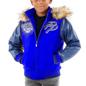Kids Pelle Pelle Greatest Of All Time Blue Fur Hood Jacket