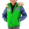 Kids Pelle Pelle Greatest Of All Time Green Fur Hood Jacket