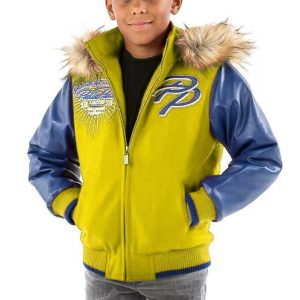 Kids Pelle Pelle Greatest Of All Time Neon Yellow Fur Hood Jacket