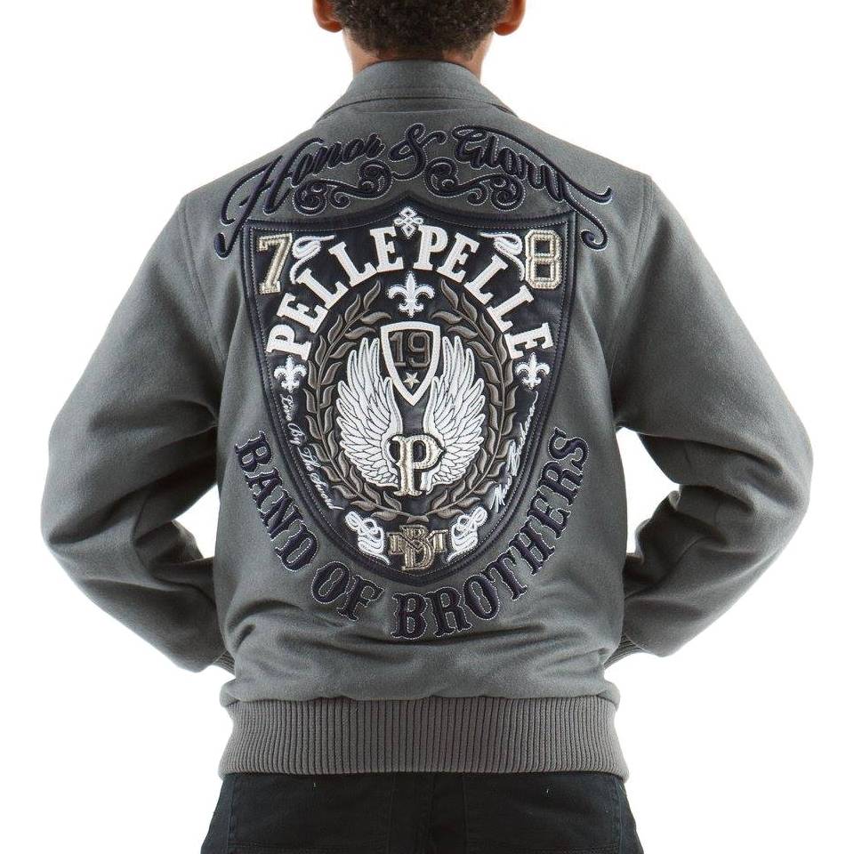 Kids Pelle Pelle Honor & Glory Brand Of Brother Grey Jacket