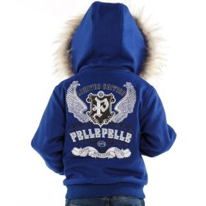 Kids Pelle Pelle Limited Edition MB 1978 Blue Fur Hood Wool Jacket