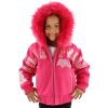 Kids Pelle Pelle MB Decorated Patches Fur Hood Pink Jacket