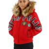 Kids Pelle Pelle MB Decorated Patches Fur Hood Red Jacket