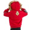 Kids Pelle Pelle MB Decorated Patches Fur Hood Red Wool Jacket
