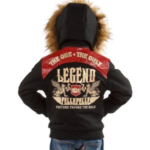 Kids Pelle Pelle MB Legend 1978 Black Fur Hood Jacket