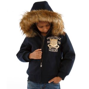 Kids Pelle Pelle MB Legend 1978 Blue Fur Hood Jacket