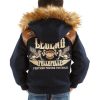 Kids Pelle Pelle MB Legend 1978 Blue Fur Hood Wool Jacket