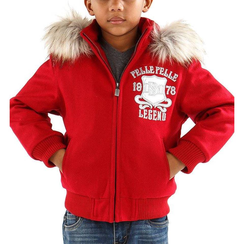 Kids Pelle Pelle MB Legend 1978 Red Fur Hood Jacket