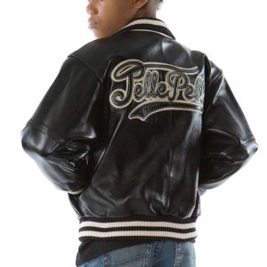 Kids Pelle Pelle Marc Buchanan Black Varsity Bomber Jacket