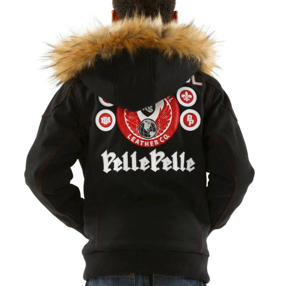 Kids Pelle Pelle Rebel Soul Nation MB 1978 Black Fur Hood Wool Jacket