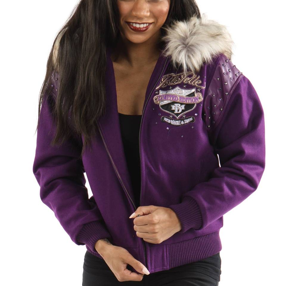 Ladies Pelle Pelle 1978 MB True Fur Hood Purple Jacket