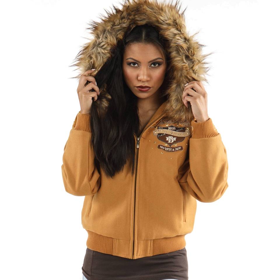 Ladies Pelle Pelle 1978 MB True Fur Hood Yellow Jacket