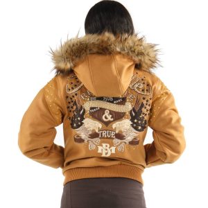 Ladies Pelle Pelle 1978 MB True Fur Hood Yellow Wool Jacket