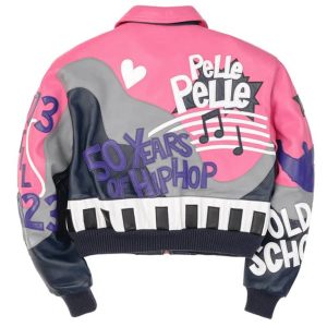Ladies Pelle Pelle 50 Years of Hip Hop Pink Crop Leather Jacket