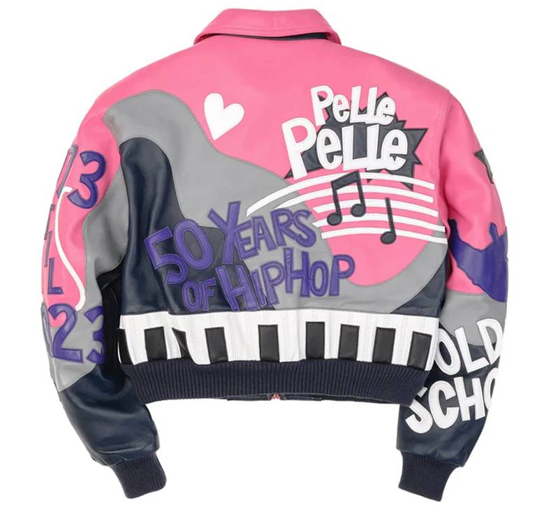 Ladies Pelle Pelle 50 Years of Hip Hop Pink Crop Leather Jacket