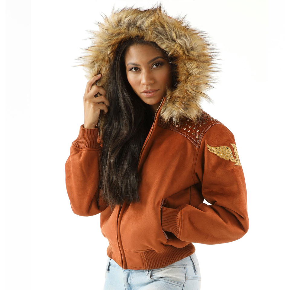 Ladies Pelle Pelle Airborne Brown Fur Hood Jacket