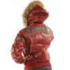 Ladies Pelle Pelle Airborne Maroon Fur Hooded Leather Jacket