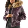 Ladies Pelle Pelle Airborne Purple Fur Hood Jacket