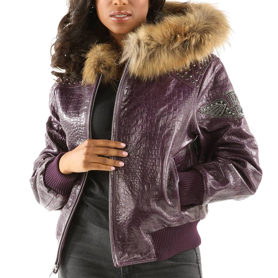 Ladies Pelle Pelle Airborne Purple Fur Hood Jacket