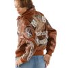 Ladies Pelle Pelle American Bombshell Dark Brown Fur Collar Leather Jacket