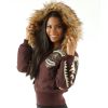 Ladies Pelle Pelle American Bombshell MB Dark Brown Fur Hood Polyester Jacket