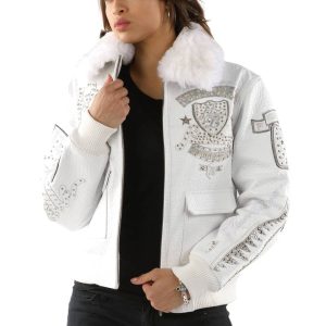 Ladies Pelle Pelle American Bombshell White Fur Collar Jacket