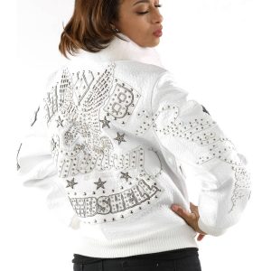 Ladies Pelle Pelle American Bombshell White Fur Collar Leather Jacket