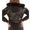 Ladies Pelle Pelle Born Free 1978 Black Fur Hood Wool Jacket