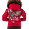 Ladies Pelle Pelle Born Free 1978 Red Fur Hood Wool Jacket