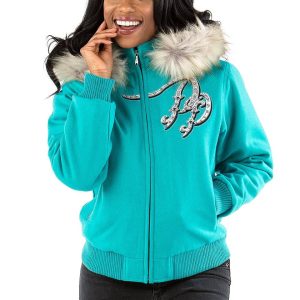 Ladies Pelle Pelle Born Free 1978 Turquoise Fur Hood Jacket