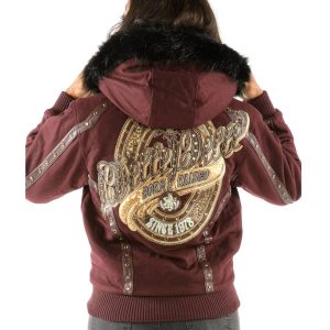 Ladies Pelle Pelle Born & Raised 1978 Fur Hood Brown Wool Jacket