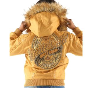 Ladies Pelle Pelle Born & Raised 1978 Fur Hood Yellow Wool Jacket