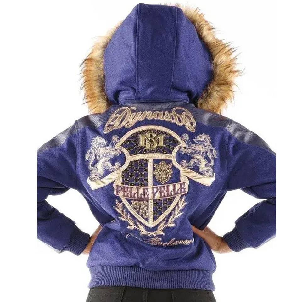 Ladies Pelle Pelle Dynasty MB 1978 Blue Fur Hood Jacket