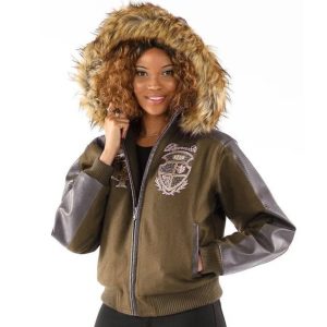 Ladies Pelle Pelle Dynasty MB 1978 Olive Green Fur Hood Jacket