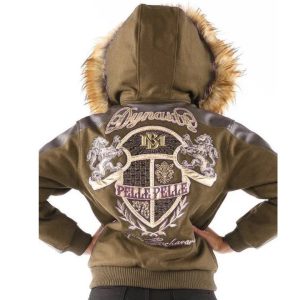 Ladies Pelle Pelle Dynasty MB 1978 Olive Green Fur Wool Hood Jacket