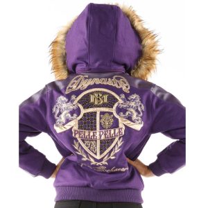 Ladies Pelle Pelle Dynasty MB 1978 Purple Fur Hood Wool Jacket