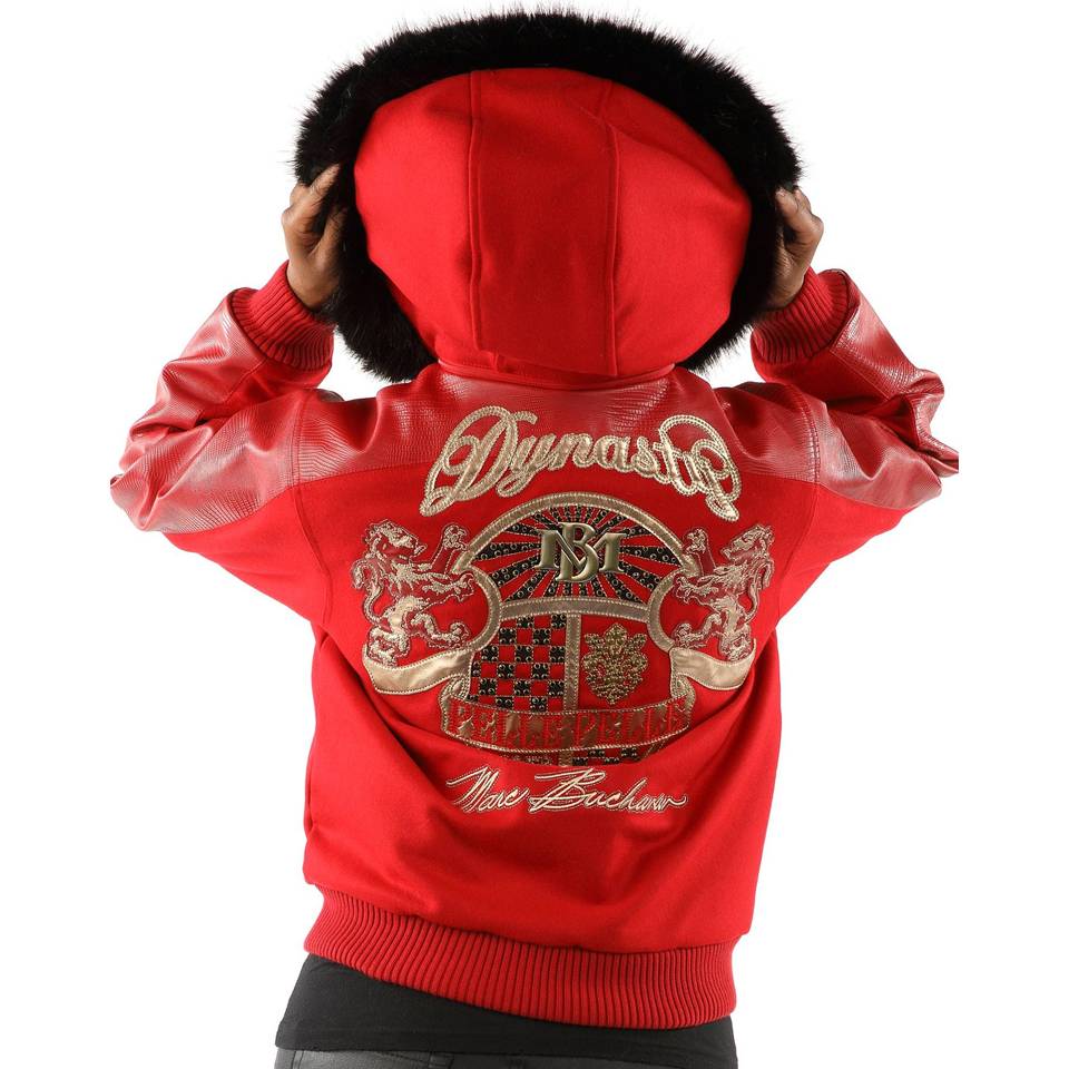 Ladies Pelle Pelle Dynasty MB 1978 Red Fur Hood Wool Jacket