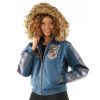 Ladies Pelle Pelle Dynasty MB 1978 Turquoise Fur Hood Jacket