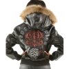 Ladies Pelle Pelle Forever Fearless Fur Hood Black Genuine Leather Jacket