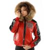 Ladies Pelle Pelle Forever Fearless Fur Hood Red Jacket