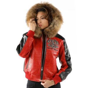 Ladies Pelle Pelle Forever Fearless Fur Hood Red Jacket