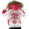 Ladies Pelle Pelle Forever Fearless Fur Hood White Leather Jacket