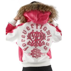 Ladies Pelle Pelle Forever Fearless Fur Hood White Leather Jacket