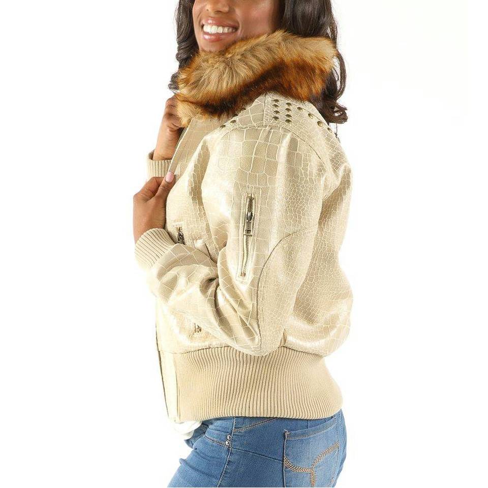 Ladies Pelle Pelle MB Fur Hood Cream Jacket