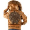 Ladies Pelle Pelle MB Ornate Heart Brown Fur Hood Leather Jacket